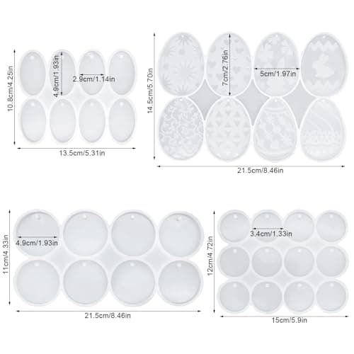 SENHAI Lot de 4 moules en résine pour décorations de Noël, moules en silicone avec trous de suspension pour pendentif d'arbre de Noël, porte-clés rond en silicone avec percé, moule en résine