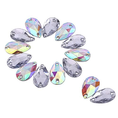 200 pièces couture goutte forme coudre sur résine flatback avec Double trous pour bricolage vêtements chaussures ceinture sacs(multicolore)