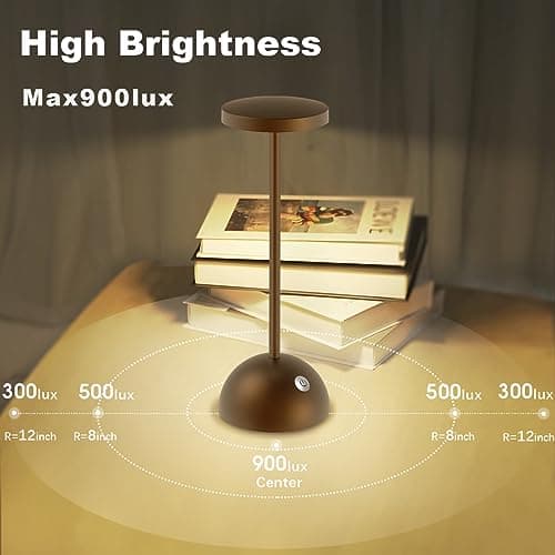 Hapfish lampe de table sans fil rechargeable usb, 5000mAh lampe de chevet LED tactile, lumiere bureau puissante piles, 3 modes couleur dimmable, pour restaurant, chevet, bureau, cuisine, exterieur