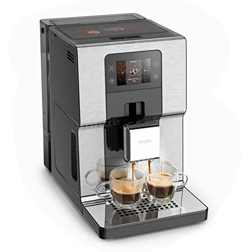 KRUPS Machine à café grain, Pression 15 bars, 17 boissons, Cafetière grain avec broyeur, Système One Touch Cappuccino, Écran tactile, Voyants lumineux, Intuition Expérience, Noir EA876D10