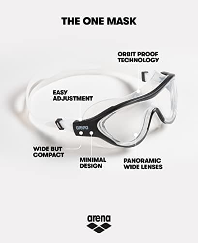 arena Lunettes de Natation Adultes The One Mask , Antibuée, Mixtes, Masque avec Verres Larges, Protection contre les UV, Pont de Nez Auto-ajustable, Bleu (Clear-Blue-White)