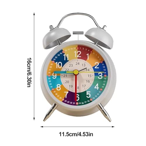 Besreey Réveil analogique pour,Horloge analogique pour - Horloge d'apprentissage silencieuse et sans tic-tac pour avec veilleuse | Horloge en métal pour Apprendre à Lire l'heure, Aide pédagogique
