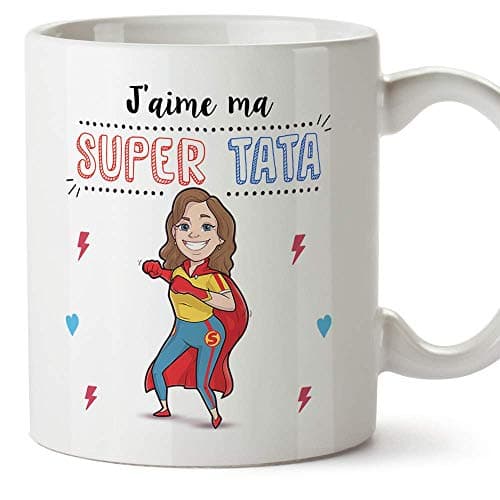 Mugffins Tata Mug/Tasse - J'aime ma Super Tata - Tasse Originale/Cadeau Anniversaire/Future Tante. Céramique 350 ML
