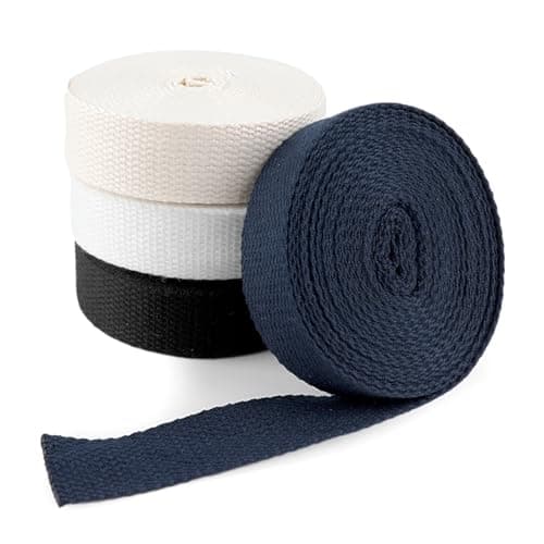 Sangle Couture Sergé en Coton 22m de long 25mm de large,Sangle Sac Bandouliere 25mm, Accessoires pour Artisanat Bricolage Tricot (5,5 Mètres par Couleur)