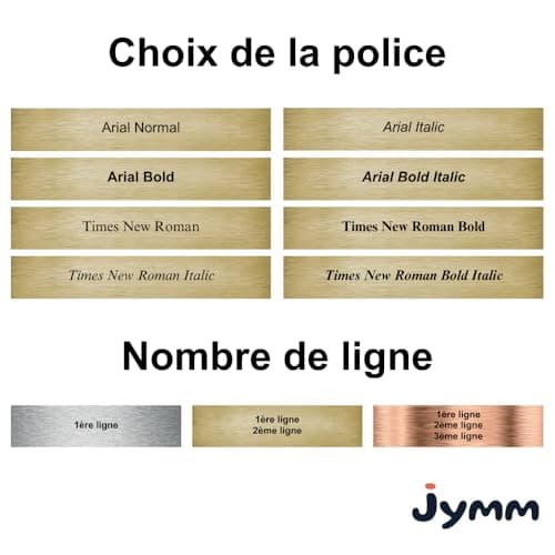 Plaque Adhésive avec motif en PVC Personnalisée pour Boîte aux Lettres - 10×2,5cm - 21 Couleurs - Jymm (Acier texte noir + motif)