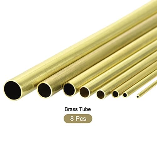 METALLIXITY Laiton Tube (2mm-10mm OD x 0.5mm Mur T x 300mm L) Paquet 8, Tube droit - pour Maison Ameublement, Machines, Bricolage Artisanat