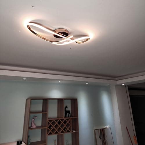 WSXEDC Dimmable LED Plafonnier, Or Moderne Chromé Processus Plafonnier Avec TéLéCommande Pour Chambre à Coucher Enfants Salon Cuisine Salle à Manger Bureau Eclairage IntéRieur 80cm