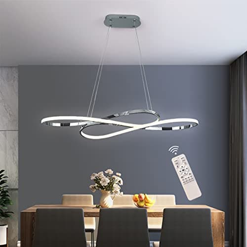 Suspension LED Lampe à Suspension Table à Manger Luminaire à Suspension en Aluminium Dimmable avec Télécommandée,Lustre Réglable en Hauteur, Éclairage pour bureau,salle à manger,restaurant,cuisine