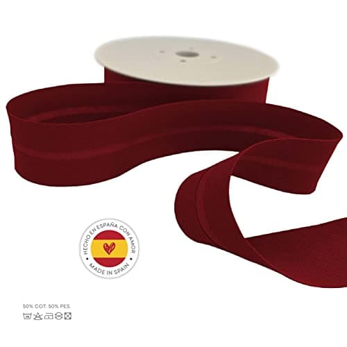 TEXTEX = Biais de 20mm de Large. 50% Coton et 50% Polyester. Pièce de 10m - (Grenat)