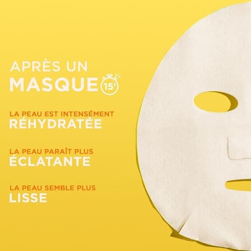 GARNIER Skin Active - Lot De 5 Masques Tissu Booster D'Éclat - Illumine, Hydrate & Repulpe La Peau - Vitamine C Et Acide Hyaluronique - Vegan & Cruelty Free - Peaux Ternes - x5