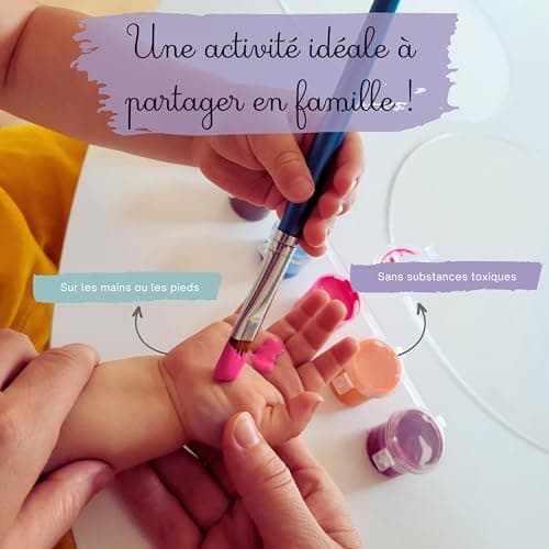 Patrocle Empreintes de Bonheur - Kit Empreinte Famille de 4 Peps - Coffret Naissance - Empreintes mains et pieds - Fête des Mères - Support bois - Made in France - 4 plexiglas