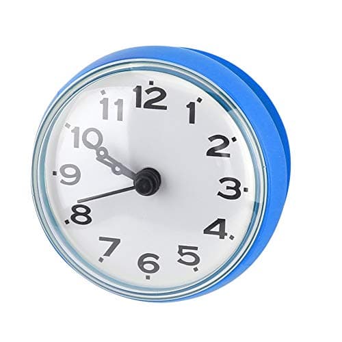 Yitre Horloge de Salle de Bain Attachée, avec Ventouse Silencieuse, Horloge étanche à la Mode, pour la Cuisine pour la Salle de Bain ou la Cuisine (Bleu)