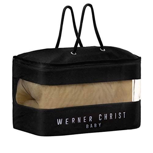 Werner Christ Peau de Mouton pour bébé Baby – Peau médicale, Douillette, qualité Allemande, idéale pour Landau, comme Couverture ou Tapis de Jeu. Longueur : 65, 75, 85, 95 cm, Couleur Nature Jaune