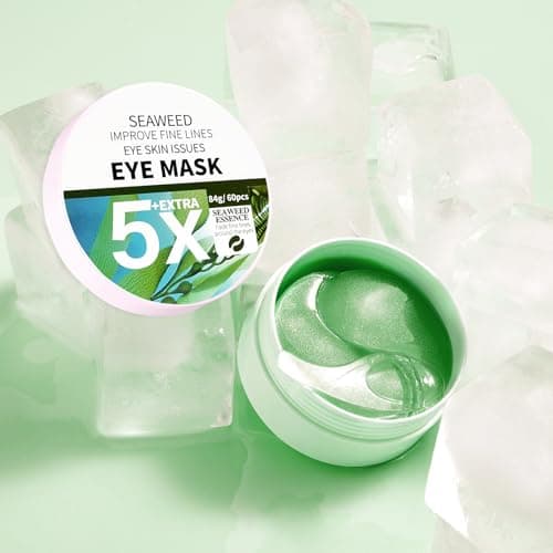 Patch Yeux, 60 Pièces Coussinets pour Les Yeux, Humidité de l’acide Hyaluronique pour Les Cernes, à l’Extrait d’Algues Patchs pour Les Yeux, Soins des Yeux pour Femme