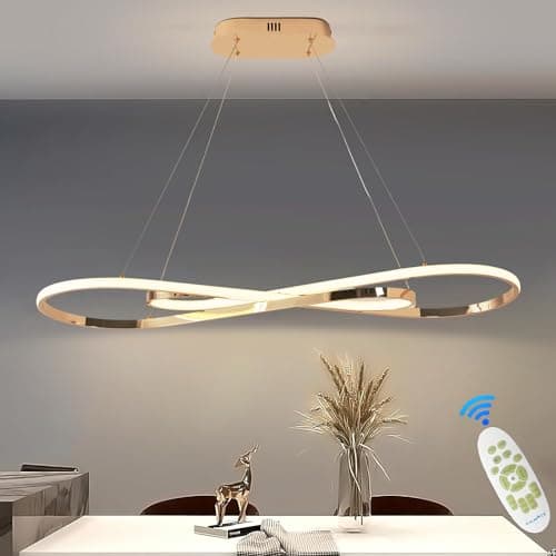 MQW Suspension LED table à manger lampe suspendue à intensité variable avec télécommande lampe à suspension design linéaire lampe lustre réglable en hauteur secrétaire lampe de cuisine (L100cm/57W)or