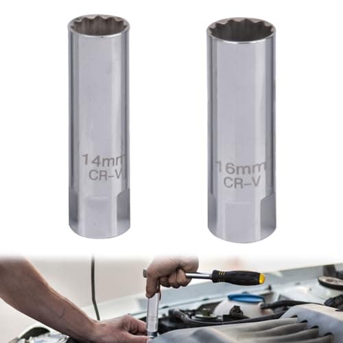 HANIUTTY Douille de Bougie 14mm, 2 Pièces de Cle a Bougie Douille Bougie 16mm de Prise de Bougie D'allumage de Mur Mince Outil Spécial pour Automobiles
