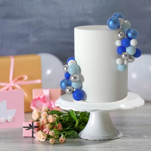 ASTARON 50 pièces décorations de gâteau en forme de boules Mini ballons Bâtonnets de décoration de gâteau Boules en mousse Pics à gâteau pour fête de mariage Anniversaire (série bleue)