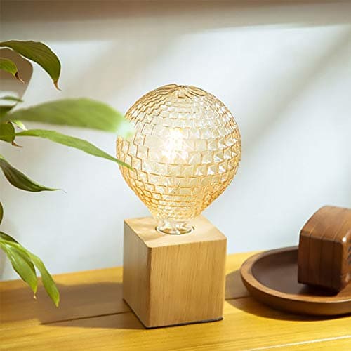 Mengjay Support de Douille E27 en Bois carré Lampe de Table Prise EU Standard Luminaire de Décoration Pour Bureau, Maison, Café, Bar, Restaurant