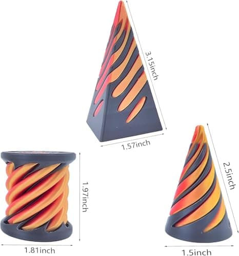 Impossible Cone (3PCS), 3D Imprimé Spiral Cone Fidget Toy, Jouet de Cône en Spirale, Sculpture de passthrough Pyramide, Stress Relief décorations de Bureau pour Enfants Cadeau pour Adultes - Or