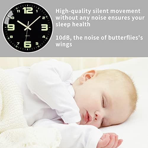 ACCSHINE Horloge Murale Lumineuse sans Bruit de tic-tac silencieuse - 30 cm - Quartz Moderne - Grande Horloge Murale à Piles - Facile à Lire - pour Chambre, Maison, Cuisine, Chambre, Bureau, école