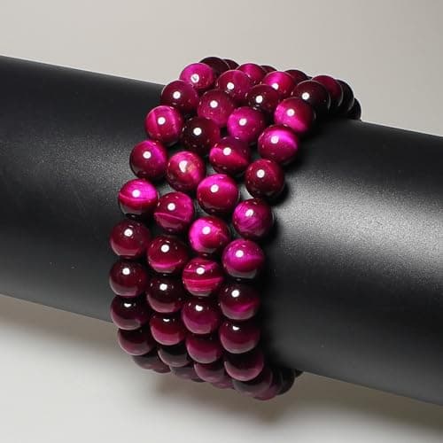 MJDCB 6mm 60 pièces Perle Pierre d'oeil de Tigre Rouge Rose Naturelle Ronde en Vrac Perles Semi Precieuse pour Fabrication de Bijoux de Bracelets et de Colliers