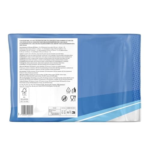 by Amazon Essuie-tout ULTRA, Extra Absorbant, 4 Rouleaux (1 Paquet de 4), 45 Feuilles par Rouleau, Essore et Réutilise, Certifié FSC