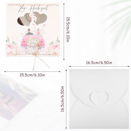 EUIOOVM Carte de mariage, cadeau d'argent, idées de cartes de mariage, emballage cadeau pour argent, cadeaux pour femmes, hommes, jeunes mariés, rouge