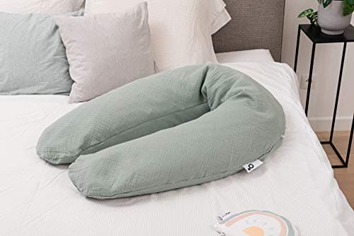 doomoo Coussin de Grossesse & Coussin Allaitement Comfy Big Tetra Green - Ultra Confort pour Dormir Pendant la Grossesse - Soulage Dos, Jambes et Ventre - Housse 100% Bio & Certifié Oeko-TEX, Vert