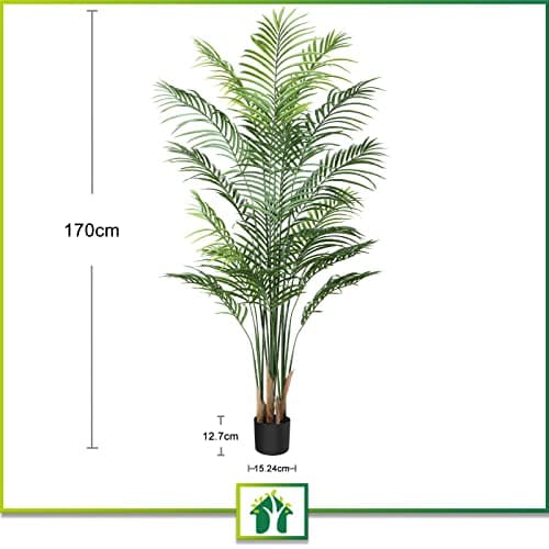 CROSOFMI Plante Artificielle Areca Palmier 170 cm Fausse Plante Interieur et Exterieur en Pot Plastique Arbre Artificiel Salon Balcon Chambre Verte Décoration (1 Pack)