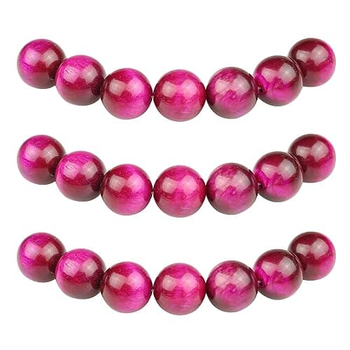 MJDCB 6mm 60 pièces Perle Pierre d'oeil de Tigre Rouge Rose Naturelle Ronde en Vrac Perles Semi Precieuse pour Fabrication de Bijoux de Bracelets et de Colliers