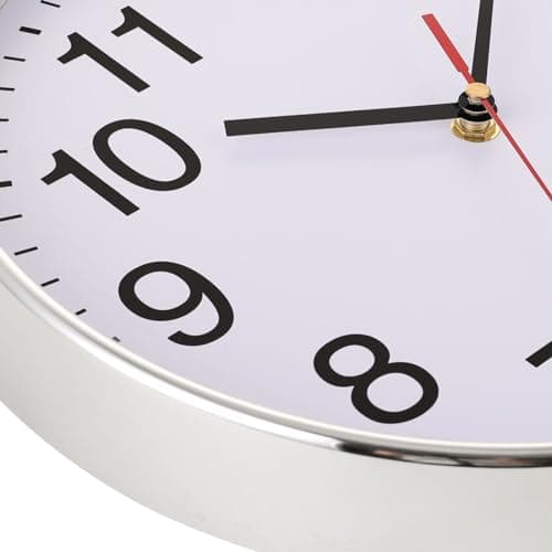 Plumeet Grande Horloge Murale, 30cm Horloge Murale Décorative de Qualité, Mécanisme Silencieux à Quartz, pour Maison/Cuisine/Bureau/École,Fonctionne sur Pile (Chrome)