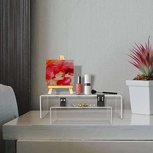 BELLE VOUS Presentoir Parfum en Acrylique - Lot 5x Etagere Parfum Transparent pour Collection Figurine Bijoux - Présentoir Acrylique Transparent en 5 Tailles pour Cupcake et Dessert