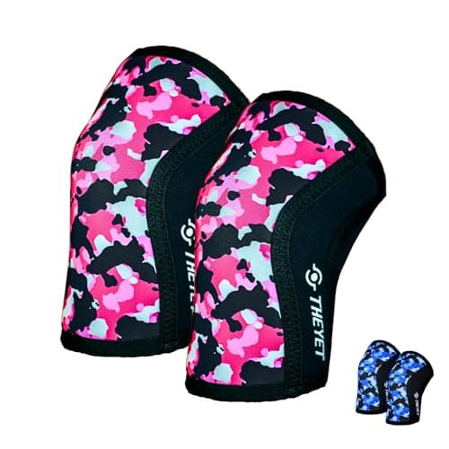 Theyet Genouillères CrossFit Néoprène 7mm Femme et Homme | Support Ajustable Compression | Gymnase Powerlifting Fitness Gym Haltérophilie | Protections Sportives pour Genoux