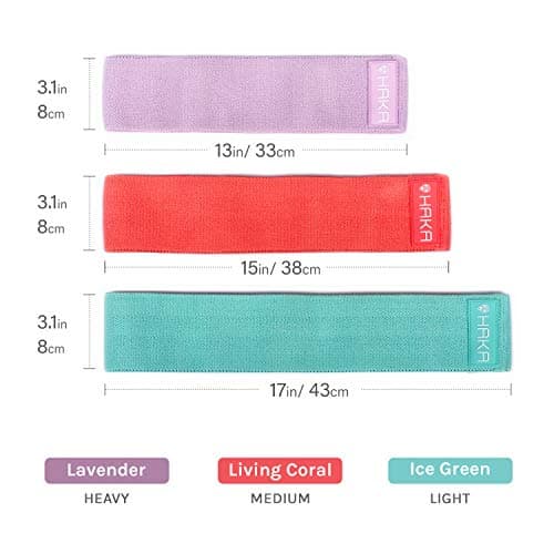 HAKA Booty Bands Lot de 3 bandes de fitness élastiques [antidérapantes et indéchirables] – Lot de bandes de résistance en tissu idéal pour l'entraînement des jambes et des fesses, avec eBook (français