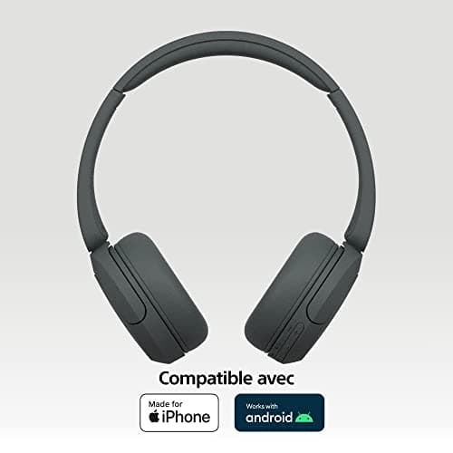 Sony WH-CH520 - Casque Bluetooth sans Fil, Multipoint, Micro intégré - jusqu'à 50 Heures d'autonomie et Charge Rapide - Noir