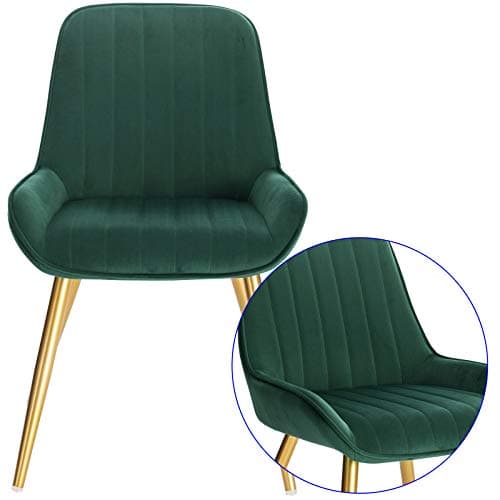 Lestarain Chaises de Salle à Manger Lot de 4 avec Dossier,Chaise de Cuisine Chaise de Salon Fauteuil Chaise Velours avec Pieds en Métal,Vert foncé