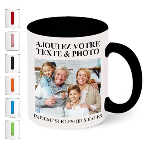SECOGM Tasse Personnalisée Les 2 Côtés Avec Photo et Texte -Mug Personnalisé-Cadeau Fete Des Mere pour Maman Meilleur Ami Anniversaire-Polices et Couleurs Personnalisée-11Oz