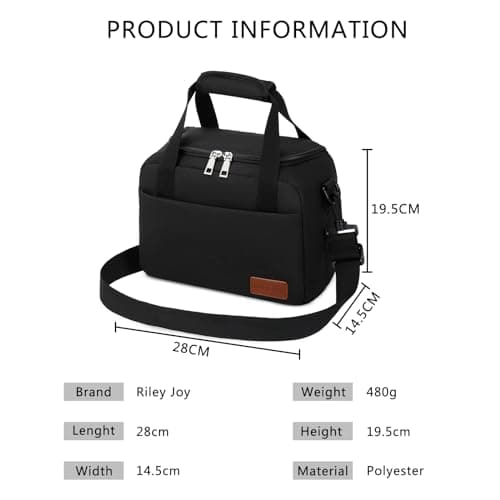 Riley Joy 8.5L Sac Isotherme Repas Portable Sac de Pique-Nique Imperméable Isolé avec Ajustable Bandoulière Sac Isotherme Pliable pour Enfant Adult