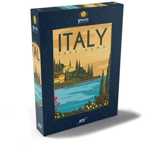 MyPuzzle Lac De Côme Italie, Style Art Déco Poster Vintage, Illustration - Premium 1000 Pièces Puzzle - Collection spéciale MyPuzzle de Puzzle Galaxy