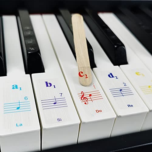 Imelod Stickers pour 49/61/76/88 touches, piano et clavier Notes de musique Ensemble de stickers pour les touches de Blanc et Noir, Transparent et amovible(colorés)