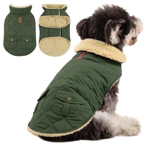 Queenmore Manteau Chien Petite Taille Manteau pour Chien Hiver Manteaux Chaud Imperméables pour Chiens Polaire Manteaux d'hiver pour Chiens Vetement Chien Chat Teckel Chihuahua, Vert, XS