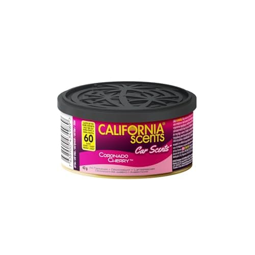 California Scents, Boite de Parfum Voiture, Lot de 4 Désodorisants Voiture Parfum Cerise Coronado, Accessoire Voiture Pour Éliminer les Odeurs, Senteur Longue Durée et Ajustable