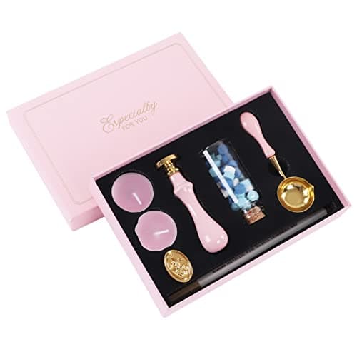 Kit de Cachet à la Cire, Comprenant Un Tampon à Cire + Un Chauffage + Une Cuillère, kit de Cachet à la Cire pour Les Enveloppes de Noël Vintage, Les Lettres, Le Courrier et l'Artisanat