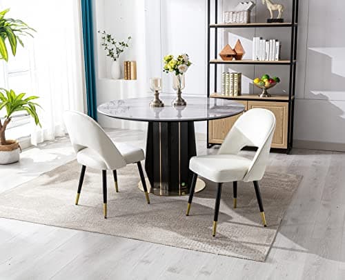 Wahson Lot de 4 Chaise de Salle à Manger Chaise Velours Chaise de Cuisine Chaise Salle Manger avec Pieds en métal Chaise à Dinner Rembourrées pour Cuisine/Restaurant,Beige
