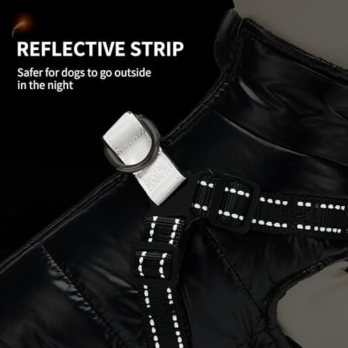Manteau d'hiver Chaud pour Chien, Coupe-Vent Imperméable pour Chien, Gilet d'hiver pour Chien Veste d'hiver pour Petit Chien Manteau pour Chien Chiot avec Harnais(Noir L)