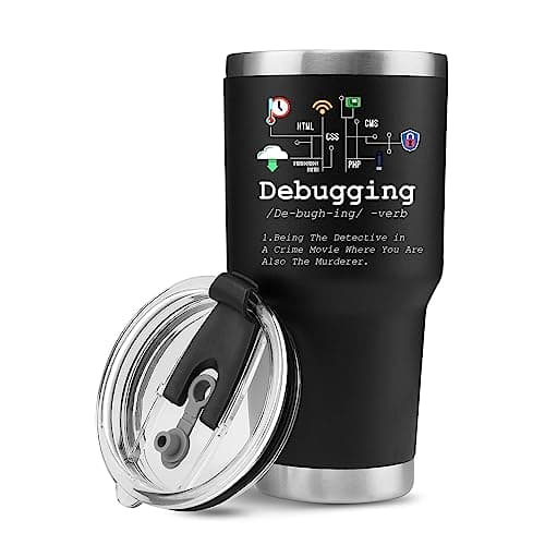 Panvola 'Debugging Definition ' Programmeur informatique Étudiant Enseignant Codeur Programmation Gobelet isolé sous vide Tasse de voyage en acier inoxydable avec couvercle amovible en paille (30 oz)