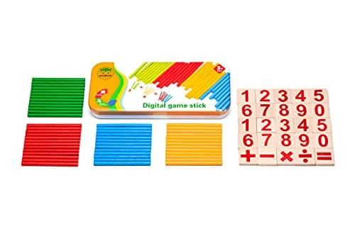 Natureich Montessori Mathématique Tableau Garçon et Fille, Enfants à Partir 3 Ans, Planche Empilage Éducatif, Jouets en Bois Boîte en métal Apprends à Compter, 0-9 Nombres, Motrices 1x1 Multiplication