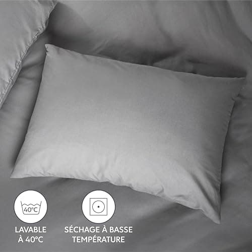Dreamzie Taie Oreiller 50 x 70 cm Lot de 2 Housse d'oreiller en Microfibre avec Une Fermeture Eclair Certifiée Oeko-Tex - Housse Coussin Gris Foncé