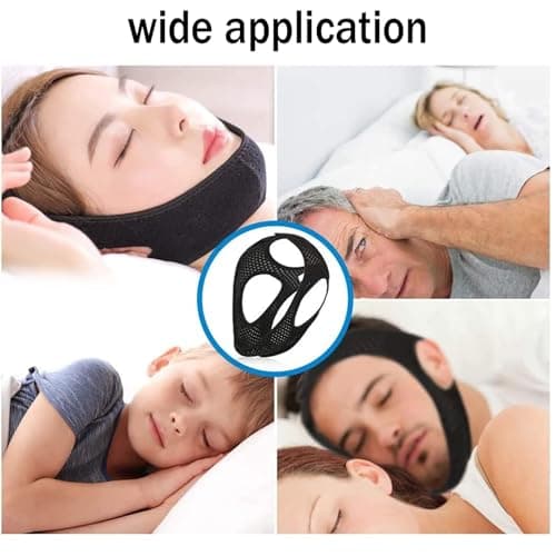 JINJUMEI Mentonnière Anti-ronflement, Chin Strap Anti Ronflement Efficace, Mentonnière De Sommeil En Maille Respirante,Solution Ronflements Réglable Mentonnière pour Aide Réduction Ronflement