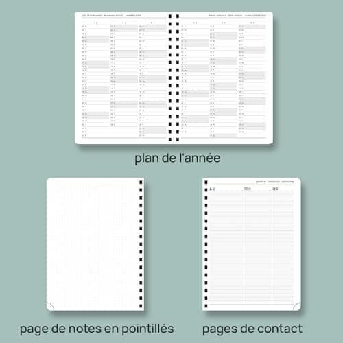POPRUN Agenda 2025 Semainier D'août 2024 à déc 2025 Scolaire - Couverture Souple à Spirale, Onglets Mensuels, Papier 80 g/m2, Boucle de Stylo Autocollante - Format 22 x 16,5 cm, Bordeaux